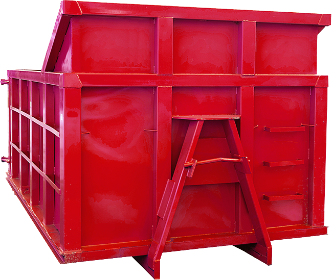 photo of a red dumpster